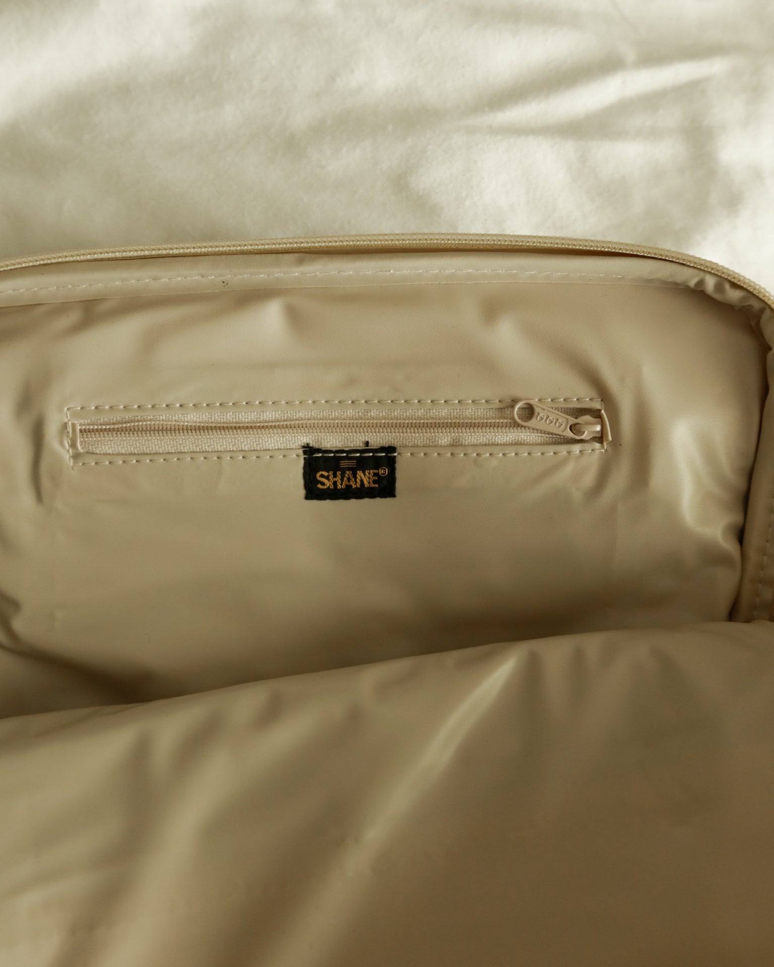 Beige Leather Tote with Gold Hardware