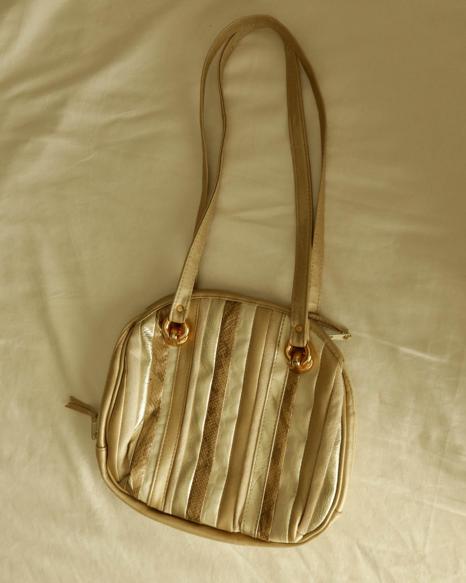 Shiny Vintage Patchwork Leather Shoulder Bag